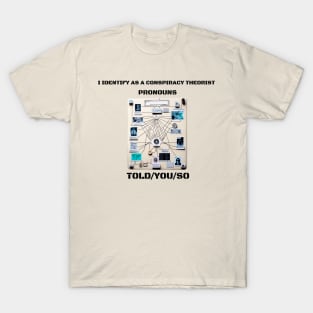 I Identify as a Conspiracy Theorist Pronouns  Told You So T-Shirt